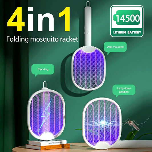 Portable 3000V Mosquito/Fly Swatter: USB Rechargeable with UV Light Trap